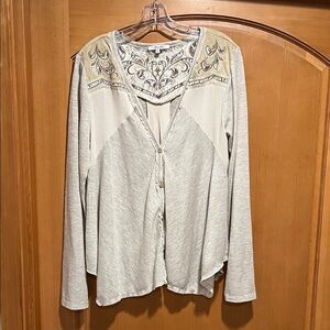 Miss Me Cream and Brown Lace Top